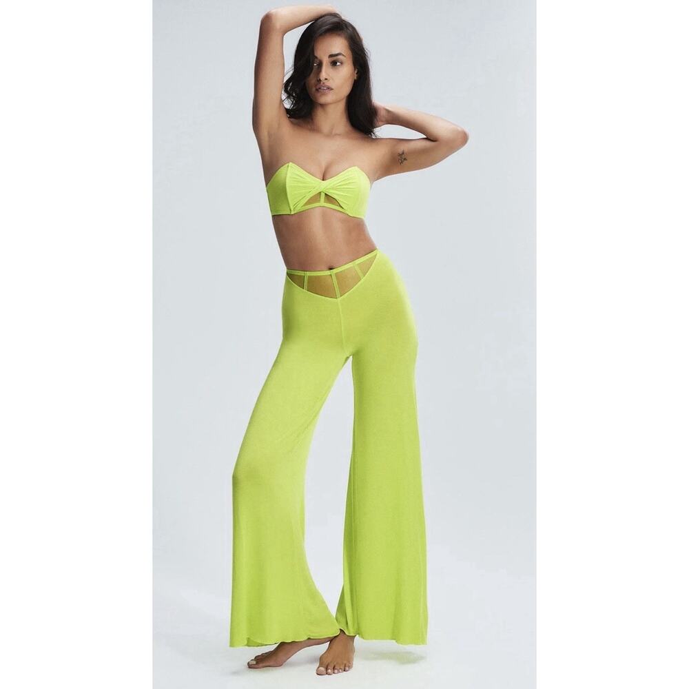 Women’s Sexy 2 Pc Aquae Hour Lime Savage X-Fenty Wide Leg Pant & Bralette Large